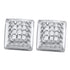 Sterling Silver Round Diamond Square Cluster Screwback Earrings 1/10 Cttw - Gold Americas