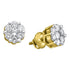 10K Yellow Gold Round Diamond Flower Cluster Stud Earrings 1/2 Cttw - Gold Americas