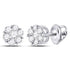 10k White Gold Round Diamond Flower Cluster Screwback Stud Earrings 1/2 Cttw - Gold Americas