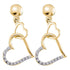 14K Yellow Gold Round Diamond Linked Hearts Dangle Screwback Earrings 1/10 Cttw - Gold Americas