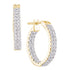 14K Yellow Gold Round Diamond Inside Outside Double Row Hoop Earrings 1.00 Cttw - Gold Americas