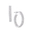 14K White Gold Round Diamond Inside Outside Double Row Hoop Earrings 1.00 Cttw - Gold Americas