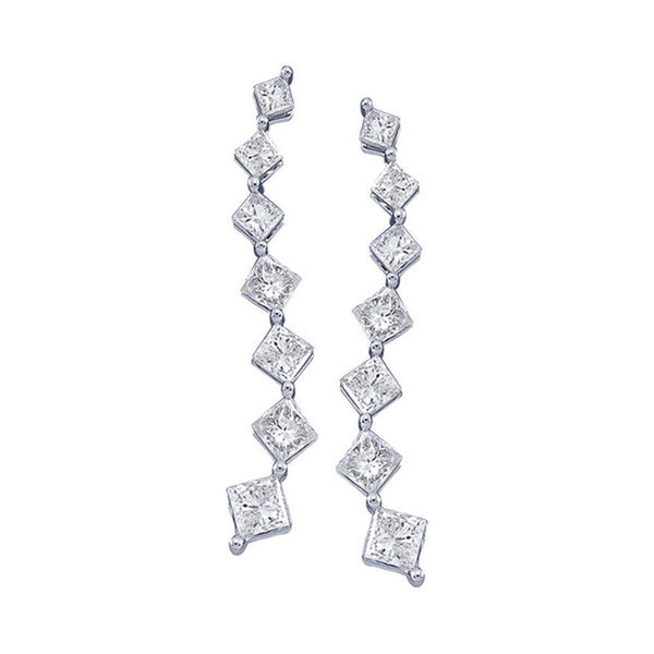 14K White Gold Princess Diamond Journey Stud Earrings 1/2 Cttw - Gold Americas