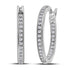 14K White Gold Round Diamond Single Row Inside Outside Hoop Earrings 1/2 Cttw - Gold Americas
