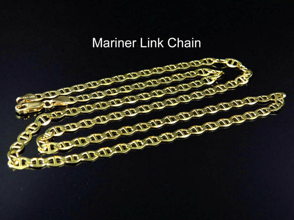 10K Yellow Gold Flat Mariner Chain 7.5MM