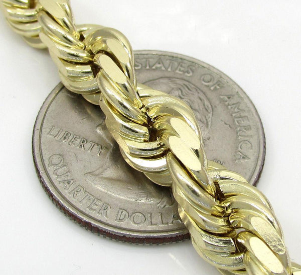 10K Yellow Gold Solid Rope Chain 7MM