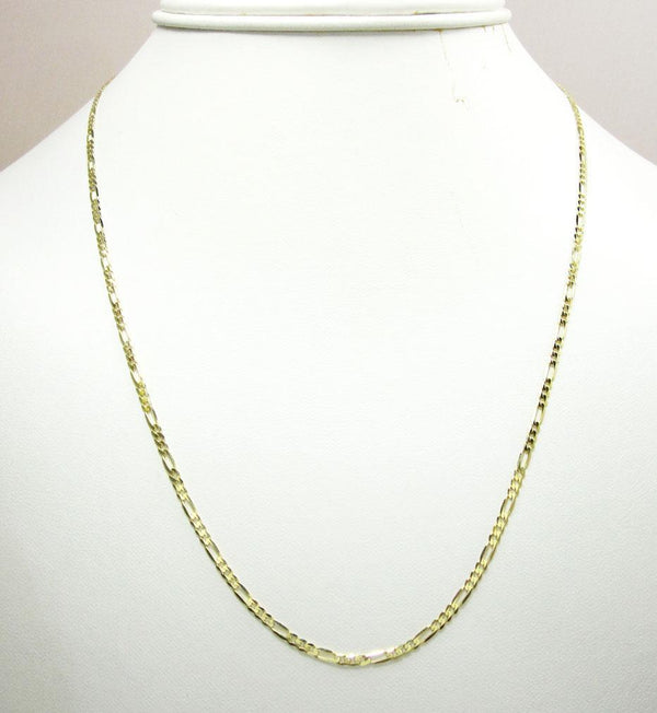 10K Yellow Gold Hollow Figaro Chain 2.5MM