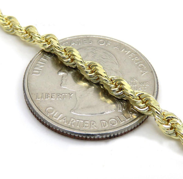 10K Yellow Gold Diamond Cut 3MM Rope Chain