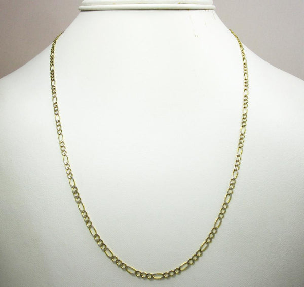 14K Yellow Gold Hollow Pave Figaro Chain 2.5MM