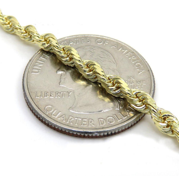 10K Yellow Gold Solid Rope Chain 4MM