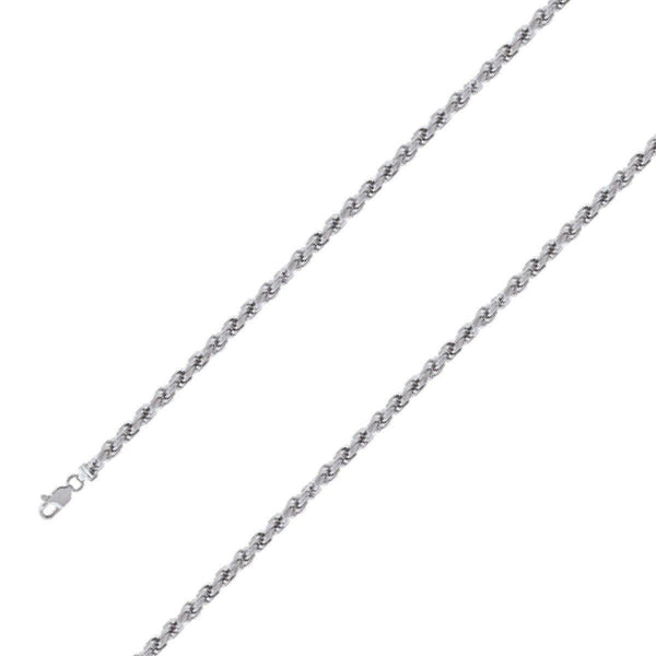 925 Sterling 4mm Silver Rhodium Plated Rope Chain Size- 9" - Gold Americas