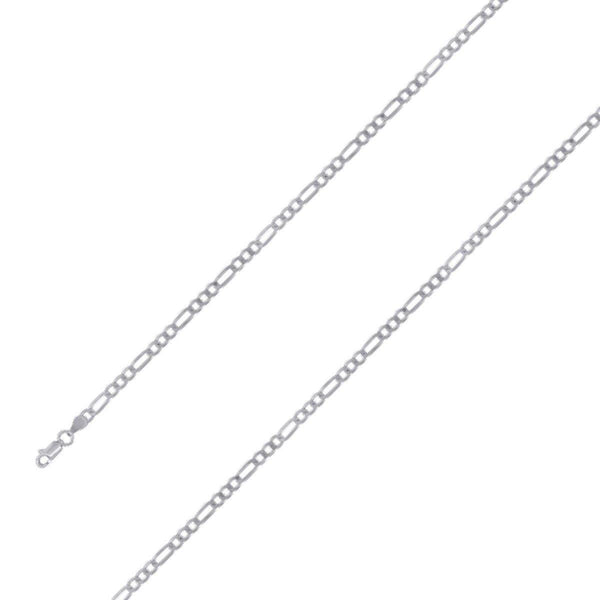 925 Sterling 4mm Silver Rhodium Plated Figaro Chain Size- 9" - Gold Americas