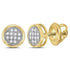 10K Yellow Gold Round Diamond Circle Cluster Earrings 1/20 Cttw - Gold Americas