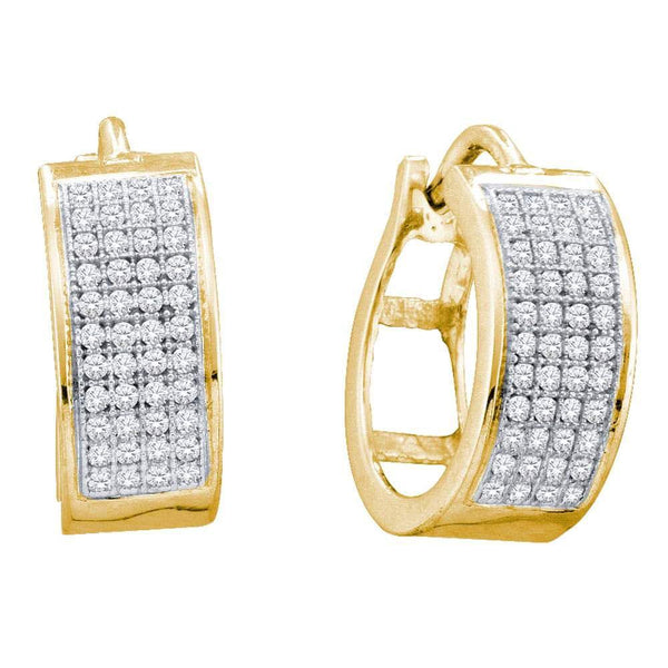 10K Yellow Gold Round Diamond Huggie Earrings 1/4 Cttw - Gold Americas