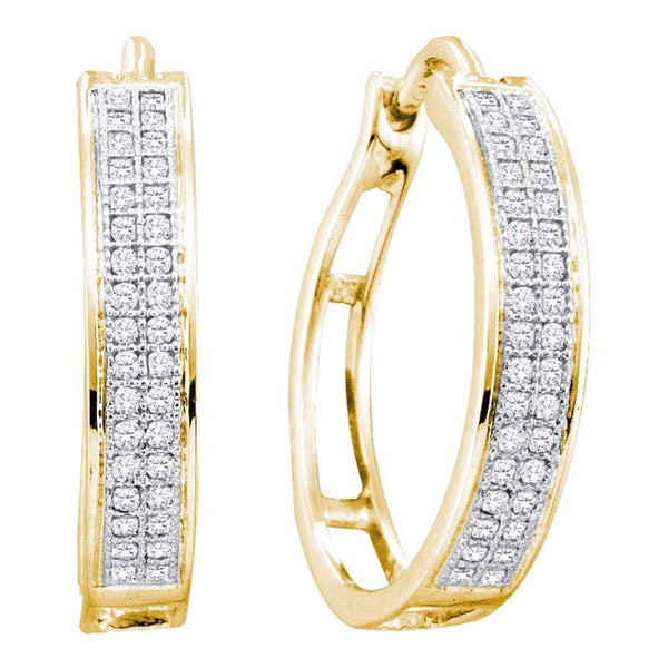 10K Yellow Gold Round Diamond Hoop Earrings 1/5 Cttw - Gold Americas