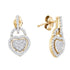 10K Yellow Gold Round Diamond Heart Dangle Earrings 1/3 Cttw - Gold Americas