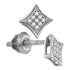 10K White Gold Round Diamond Square Kite Cluster Screwback Earrings 1/20 Cttw - Gold Americas