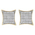 10K Yellow Gold Round Diamond Square Kite Cluster Screwback Earrings 3/8 Cttw - Gold Americas