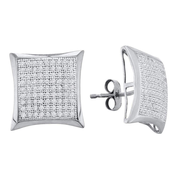 10K White Gold Round Diamond Convex Square Kite Cluster Earrings 1/2 Cttw - Gold Americas