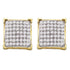 10K Yellow Gold Round Diamond Square Cluster Screwback Earrings 1/3 Cttw - Gold Americas