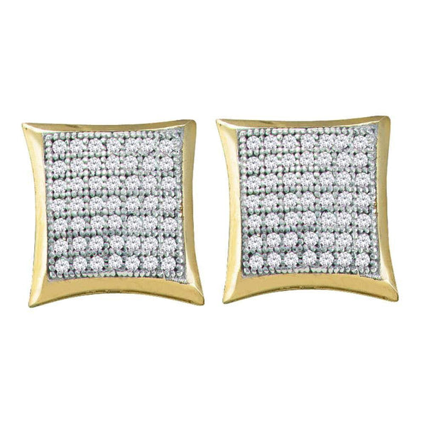 10K Yellow Gold Round Diamond Square Kite Square Screwback Earrings 1/3 Cttw - Gold Americas