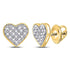 10K Yellow Gold Round Diamond Heart Cluster Stud Earrings 1/10 Cttw - Gold Americas