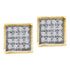 10K Yellow Gold Round Diamond Square Cluster Earrings 1/20 Cttw - Gold Americas