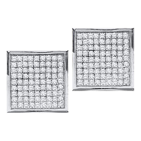 10K White Gold Round Diamond Square Earrings 1/20 Cttw - Gold Americas