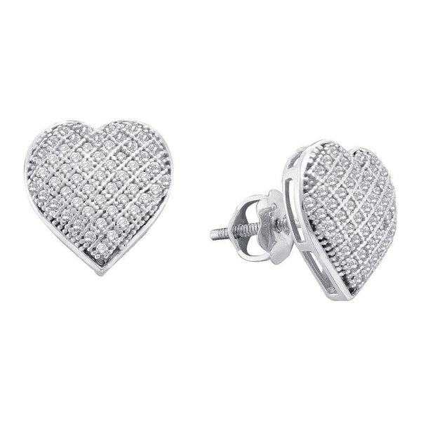 10K White Gold Round Diamond Heart Cluster Earrings 1/3 Cttw - Gold Americas