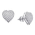 10K White Gold Round Diamond Heart Cluster Earrings 1/3 Cttw - Gold Americas