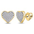 Gold Round Diamond Heart Cluster Screwback Earrings