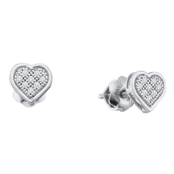 10K White Gold Round Diamond Heart Cluster Screwback Earrings 1/2 Cttw - Gold Americas