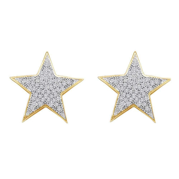 10K Yellow Gold Round Diamond Star Cluster Stud Earrings 1/4 Cttw - Gold Americas