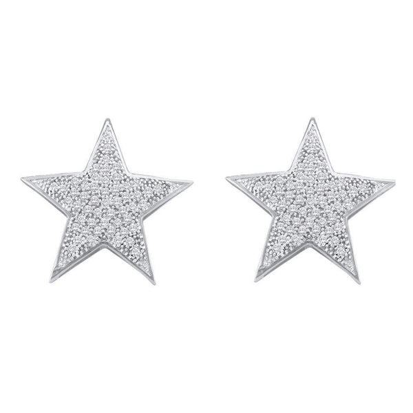10K White Gold Round Diamond Star Cluster Stud Earrings 1/4 Cttw - Gold Americas