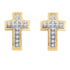 10K Yellow Gold Round Diamond Small Cross Screwback Earrings 1/10 Cttw - Gold Americas