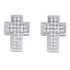10K White Gold Round Diamond Cross Stud Earrings 1/6 Cttw - Gold Americas