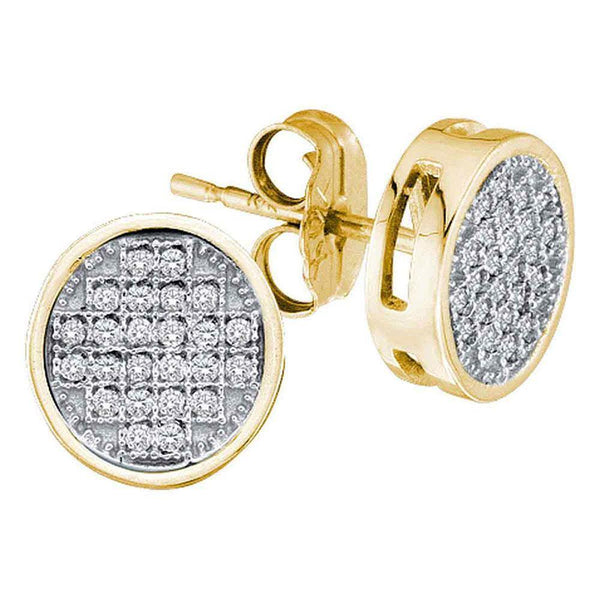 10K Yellow Gold Round Diamond Circle Cluster Earrings 1/10 Cttw - Gold Americas