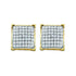 10K Yellow Gold Round Pave-set Diamond Square Cluster Earrings 1/10 Cttw - Gold Americas