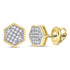 10K Yellow Gold Mens Round Diamond Hexagon Cluster Stud Earrings 1/10 Cttw - Gold Americas