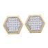 10K Yellow Gold Round Diamond Hexagon Cluster Earrings 1/5 Cttw - Gold Americas