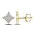 10K Yellow Gold Round Diamond Square Kite Cluster Stud Earrings 1/6 Cttw - Gold Americas