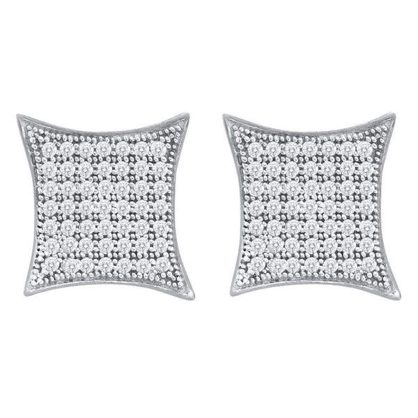 10K White Gold Round Diamond Square Kite Cluster Earrings 1/3 Cttw - Gold Americas
