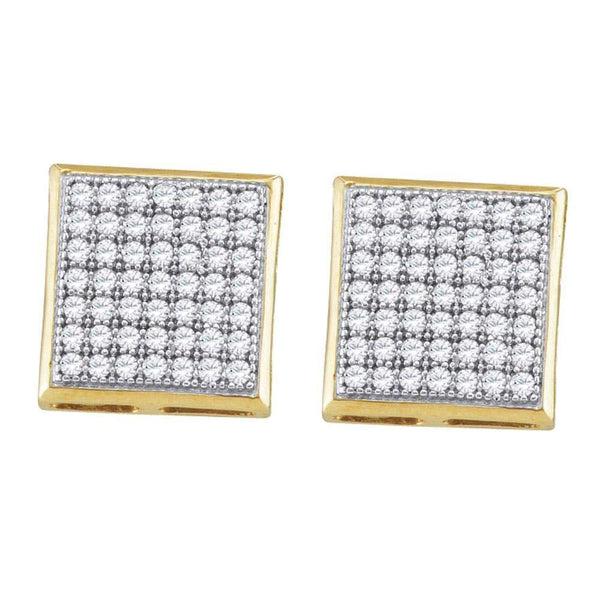 10K Yellow Gold Round Diamond Square Cluster Earrings 1/3 Cttw - Gold Americas