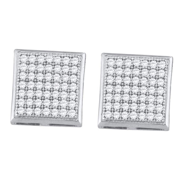 10K White Gold Round Diamond Square Cluster Earrings 1/3 Cttw - Gold Americas