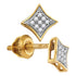 Yellow-tone Sterling Silver Round Diamond Square Kite Cluster Earrings 1/20 Cttw - Gold Americas