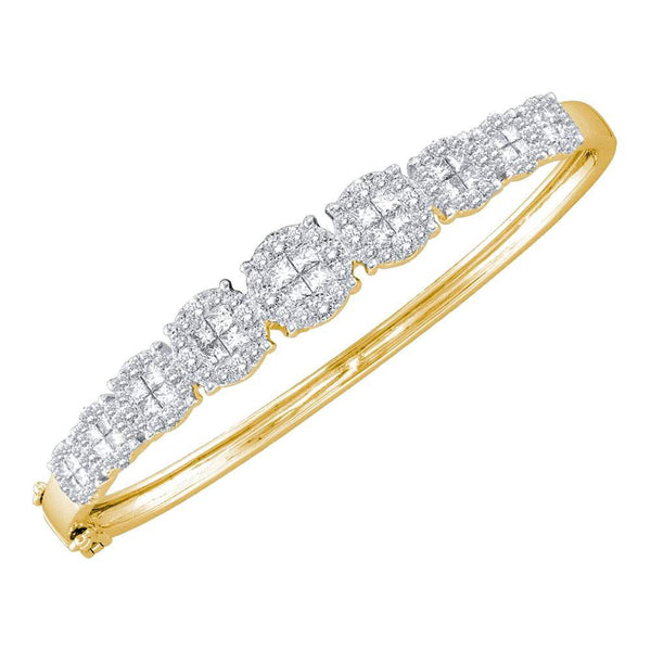 14K Yellow Gold Princess Diamond Soleil Bangle Bracelet 3.00 Cttw