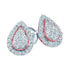 10K White Gold Round Diamond Rose-tone Teardrop Cluster Screwback Earrings 1/5 Cttw - Gold Americas