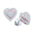 10K White Gold Round Diamond Rose-tone Heart Cluster Screwback Earrings 1/4 Cttw - Gold Americas