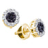 14K Yellow Gold Round Black Color Enhanced Diamond Flower Cluster Screwback Stud Earrings 1/2 Cttw - Gold Americas
