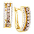 14K Yellow Gold Round Cognac-brown Color Enhanced Diamond Hoop Earrings 1/2 Cttw - Gold Americas